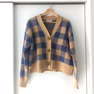 Madewell Bayberry Cardigan Sweater in Buffalo Check, Size Med